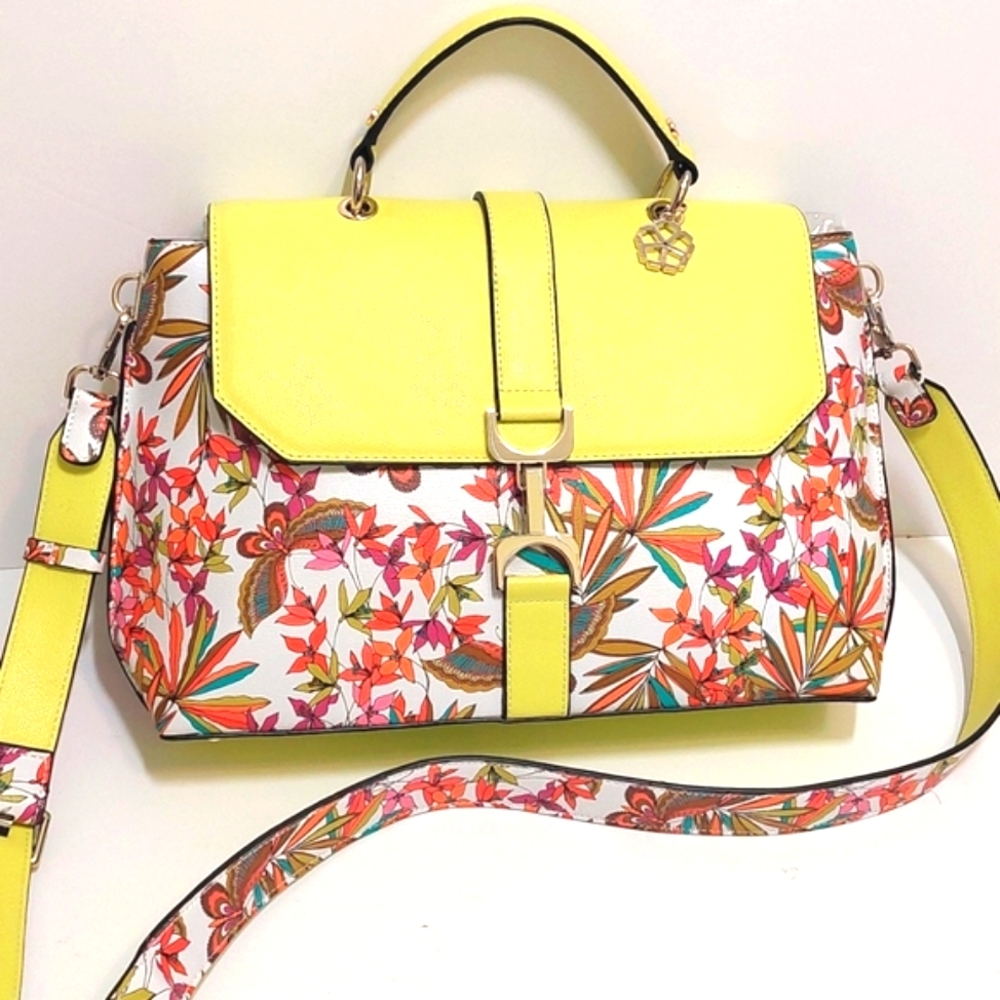 NWOT Trina Turk vegan leather butterfly and floral print handbag
